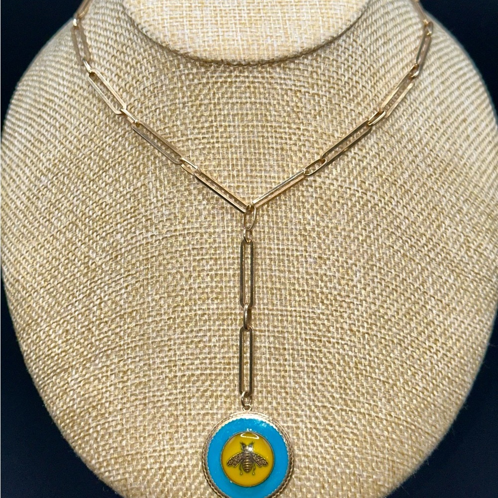 Gold Gucci Bee Pendant Necklace